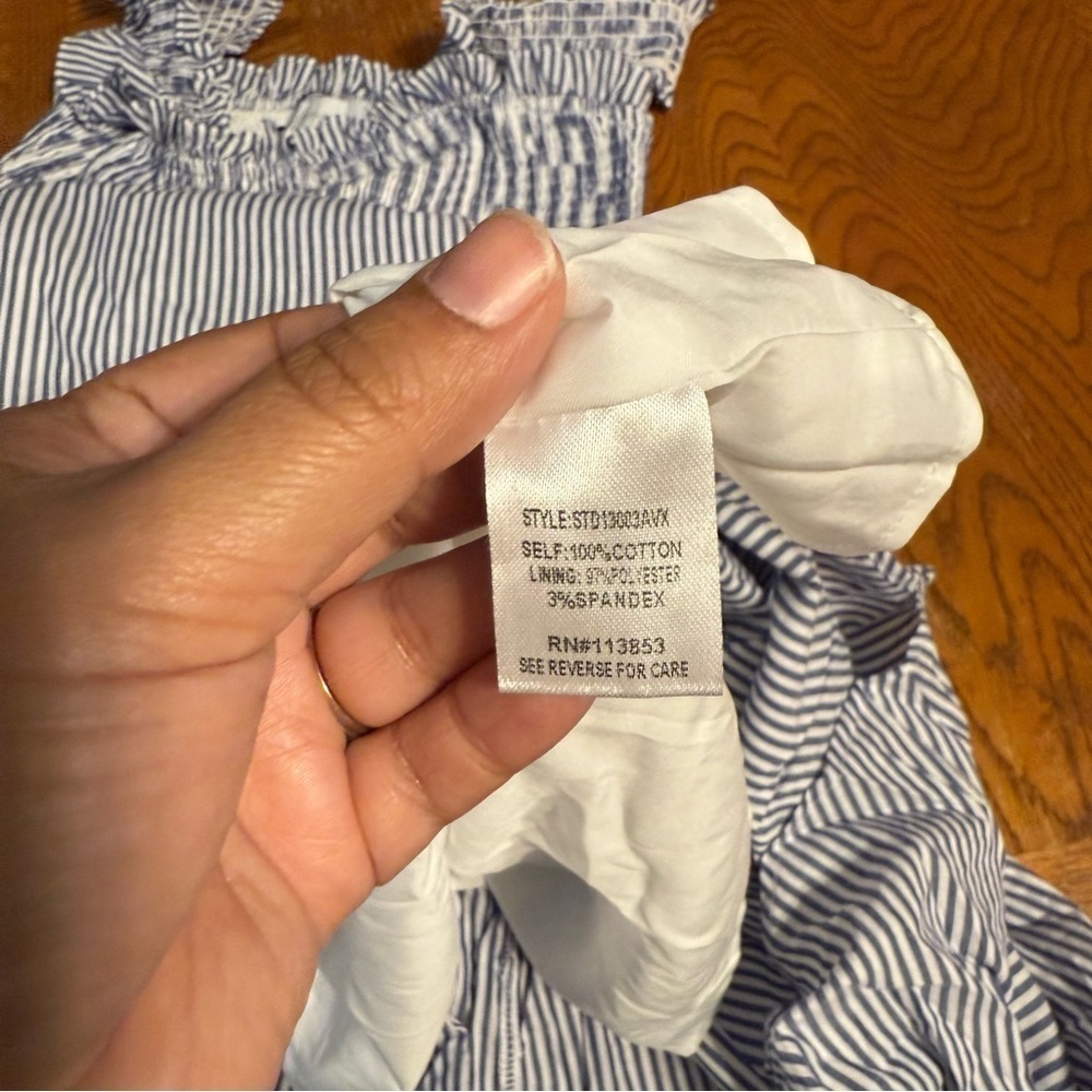 NEW Sugarlips Katie Striped Smocked Bodice Tiered Midi Dress Sz XL Milkmaid Chic - Picture 12 of 16